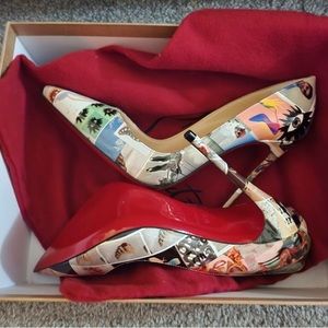 Christian Louboutin SO Kate 120 Patent Collage Heels.  Size 7.5